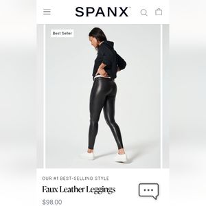 SPANX Faux Leather Leggings s small black stretch jeggings pants